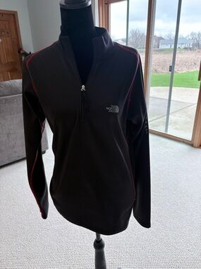 The North Face Black Half-Zip Pullover with Red Stitching
